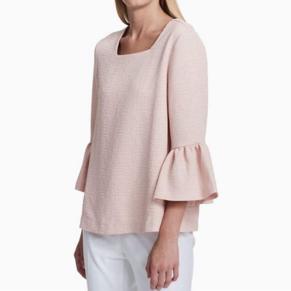 Calvin‎ Klein Ruffle Sleeve Textured Blouse